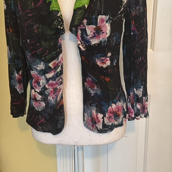 Alberto Makali Multicolor Silk Jacket w/ Mesh Overlay - Picture 4 of 11